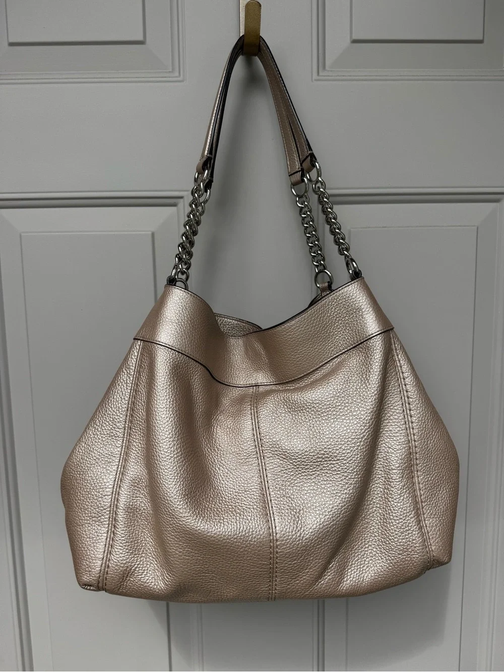 Coach Metallic Rose Gold Leather Lexy Chain-Handle Shoulder Bag